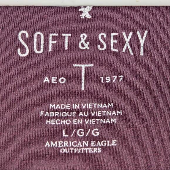 American Eagle Soft & Sexy L Purple Long Sleeve Strappy Viscose Stretch Top - Picture 2 of 5